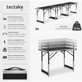 Tectake Tapeziertisch 300 x 60 x 73 - 94 cm 10 m Schwarz