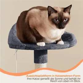 Yaheetech Kratzbaum Katzenkratzbaum 145 cm Stabiler Katzenbaum mit Aussichtsplattform Liegemulde Sisalstämme Kletterbaum für kleinen mittelgroßen