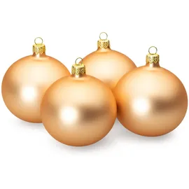 SIKORA Essentials Klassische Christbaumkugeln aus Glas - matt - 6 Farben 3 Größen Premium Qualität, Farbe:Gold matt 4er Set, Höhe in cm:8 cm
