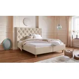 Home Affaire Polsterbett HOME AFFAIRE "Sunley 140", beige, B:203cm L:210cm, Struktur (100% Polyester);Samtstoff (100% Polyester), Betten, Polsterbett, Kreuzsteppung, Kopfteilhöhe 142 cm, ohne oder mit Matratze/Lattenrost