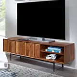 KADIMA DESIGN TV-Kommode, Sheeshamholz, bis 55 Zoll, Push-to-Open, Edelstahlbeine