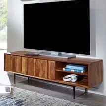 KADIMA DESIGN TV-Kommode, Sheeshamholz, bis 55 Zoll, Push-to-Open, Edelstahlbeine