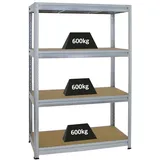 Proregal Schwerlastregal Dino 180x120x60 cm Fachlast 600kg Verzinkt, Garagenregal, Lagerregal, Steckregal, Kellerregal