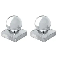 Alberts 327224 Pfostenkappe für Holzpfosten | mit Kugelkopf | Edelstahl | 90 x 90 mm | 2er Set
