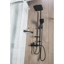 a&n&a aQualine Aqualine KERA Duschsäule mit Armaturenanschluss, Schwarz matt - Duschgarnitur
