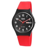 Q&Q Uniuhr mit Silikonarmband Silikon 10 Bar wasserdicht rot, schwarz