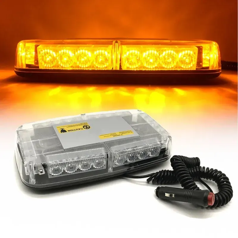 12V/24V LED-Dioden leistungsstarke Not-Signalleuchte mit Magnetfuß, 15 Modi, weiße Kuppel (Glas), für Pannenhilfe, Abschleppplat
