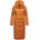 Navahoo Damen, Wintermantel Warmer Steppmantel extralang mit Kapuze Waffelchen Rusty Cinnamon Gr. L - L