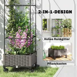 Outsunny Hochbeet mit Rankgitter 40 x 40 x 185 cm Schwarz