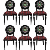Casa Padrino Luxus Barock Esszimmer Set Schottland Mann Mehrfarbig / Schwarz 48 x 50 x H. 98 cm - 6 handgefertigte Esszimmerstühle - Barock Esszimmermöbel