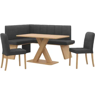 Home Affaire Eckbankgruppe »Nina«, (Set, 4 tlg., 4er), Sitzgruppe Esszimmer Stühle Tisch und Bank bequem gepolstert schwarz