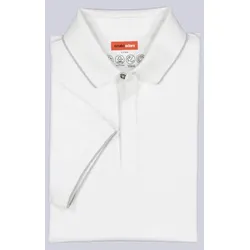 emilio adani Herren Polo-Shirt atmungsaktiv weiß regular uni Knopfleiste - M