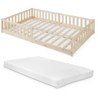 [en.casa] Bodenbett Tanna mit Matratze 120x200 cm Natur