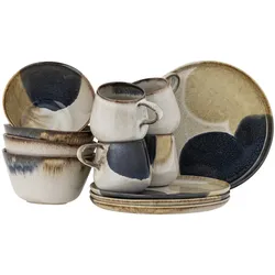 Bloomingville Jules Frühstück Set aus Steingut, diverse Farben, 4x3 Teile