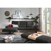 Ecksofa W.SCHILLIG "broadway, Designsofa mit tollem Sitzkomfort", grau (anthrazit z69), B:291cm H:94cm T:164cm, Longlife Xtra-Leder Z69: Das feinnarbige, gedeckte Softleder Z69 besticht durch seine außergewöhnliche Weichheit im trendigen u00bbVintage-Looku00ab, Hautstärke 0, 9 - 1, 1 mm, Sofas, Sitztiefenverstellung, Kopfteil- & Seitenteilverstellung, Breite 291cm