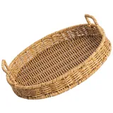 Ciieeo Geflochtener Serviertablett Mit Griff Für Haushalt Aufbewahrungskorb Aus Kunstrattan Essteller Für Obst Und Snacks Brotkorb Für Tischdekoration Natürlicher Geflochtener Korb Für Kü