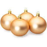 SIKORA Essentials Klassische Christbaumkugeln aus Glas - matt - 6 Farben 3 Größen Premium Qualität, Farbe:Gold matt 4er Set, Höhe in cm:10 cm