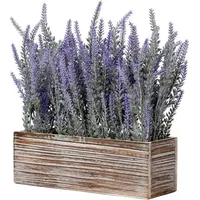 luxuskollektion Künstliche Lavendel Blumen Kunstpflanze Deko Antik Holztopf Indoor