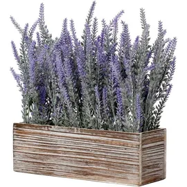 luxuskollektion Künstliche Lavendel Blumen Kunstpflanze Deko Antik Holztopf Indoor