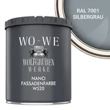 WO-WE Fassadenfarbe Nano Fassadenfarbe Außen Mauerfarbe Aussenfarbe W520, 0,75-20L, Hausfassaden grau|silberfarben
