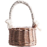 Cabilock Geflochtener Blumenkorb Blumentopf Obstkorb Blumenvase Streukorb Rattankorb Ostern Rattan Basket Blumenmädchen Körbchen Blumenkinder Korb für Hochzeit Tischdeko Landhaus Deko Osterdeko