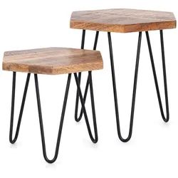 byLIVING Zweisatztisch ELEA, B 45x40 cm, H 45/55 cm, Mangoholz natur/schwarz