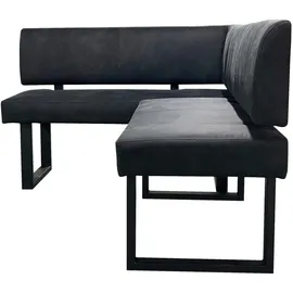 byLIVING Eckbank Vancouver/Vintage Mikrofaser anthrazit/Metall Gestell schwarz ¦ Maße cm B: 181,5, H 86