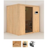 Karibu Sauna »Finja«, 3,6-kW-Plug & Play Ofen mit externer Steuerung, beige