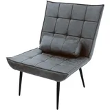 ML DESIGN modern living ML-Design Sessel Anthrazit, Moderner Relaxsessel mit Lendenkissen für Wohnzimmer, Loungesessel mit Metallbeinen, Retro Vintage Lesesessel Stuhl, Polstersessel ergonomisch, Fernsehsessel Einzelsofa