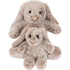 Brubaker Hasen Kuscheltier mit Schlappohren - 18 cm und 28 cm Plüschhase Geschenk für Kinder und Babys - Mama und Baby Hase Stofftier Kuschelhase