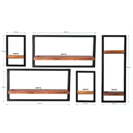 SIT Möbel Wandregal-Set 120 x 25 x 75 cm Antikschwarz