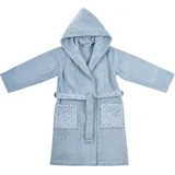 Wörner Kinderbademantel WÖRNER "Wal" Gr. 128, blau (stahlblau), L:80cm, Baumwoll-Webfrottier, Hausmäntel, mit Stickerei, mit Tasche, maschinenwaschbar, trocknergeeignet