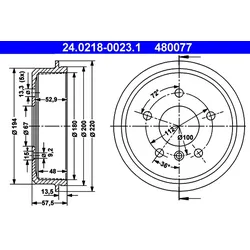 ATE 24.0218-0023.1 Bremstrommel