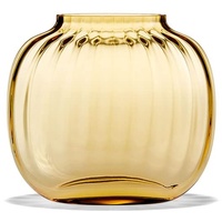 Holmegaard Ovale Vase H12.5 Primula optisches Muster mundgeblasenem Glas, gelb