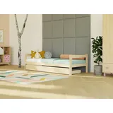 Holzeinzelbett SAFE 2-in-1 mit zwei Kopfteilen und Aufbewahrungsschublade 80x180 cm Ziegel