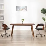 vidaXL Drehbarer Bürostuhl Schwarz Bugholz und Kunstleder