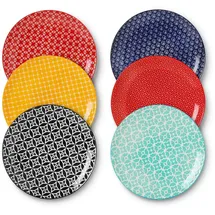 DOWAN Speiseteller 26,5 cm Bunt 6er Set