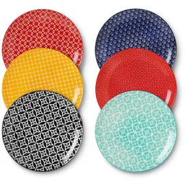 DOWAN Speiseteller 26,5 cm Bunt 6er Set