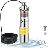 Vevor Solar-Wasserpumpe, 48V DC, 369W, Tiefbrunnenpumpe, max. Durchfluss 8,4GPM, max. Förderhöhe 83,29m, solarbetriebene Wasserpumpe für Brunnen, Bewässerung von Bauernhöfen, Tränken von Nutztieren