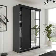 kier furniture Schiebetürenschrank Lamaro 138 x 205 x 59 cm Grau/Schwarz