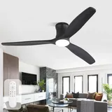 Sofucor 132cm Deckenventilator mit Beleuchtung,Massivholz Deckenventilator mit Licht und Fernbedienung, DC, 3 Farbtemperatur, Timer, 6 Geschwindigkeiten, Sommer Winterbetrieb für Wohnzimmer
