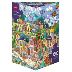 HEYE Puzzle 297442 – Happytown, Cartoon im Dreieck, 1500 Teile -…, 1500 Puzzleteile bunt