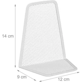 Relaxdays Buchstütze Metall 12 x 9 x 14 cm Weiß 2 St.