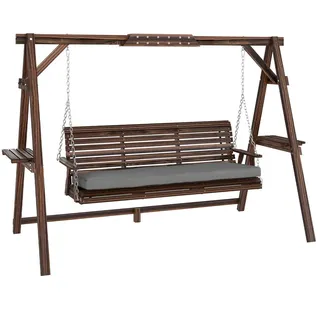 Outsunny Hollywoodschaukel Braun 3-Sitzer