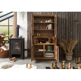 Massivmoebel24 Vitrine Akazie 98 x 40 x 180 cm Beige