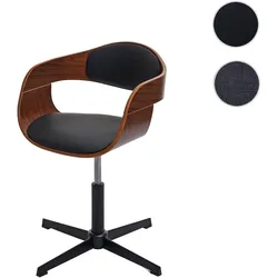 Bürostuhl HWC-H46, Schreibtischstuhl, höhenverstellbar Drehmechanismus Bugholz FSC® ~ Walnuss-Optik,