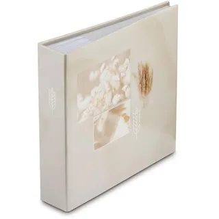 Hama Fotoalbum Einsteckalbum Nature (Memoalbum für 200 Fotos im Format 10x15cm, Fotobuch mit 100 Seiten, mit Beschriftungsfeld, Folientaschen, Platz für Speicherkarte, laminierter Kunstdruck) Beige