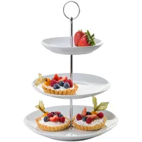 Home4You Etagere H 37 cm - 3 Etagen - Weiß - Porzellan