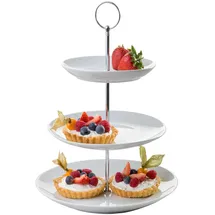 Home4You Etagere H 37 cm - 3 Etagen - Weiß - Porzellan
