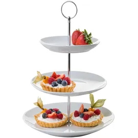 Home4You Etagere H 37 cm - 3 Etagen - Weiß - Porzellan